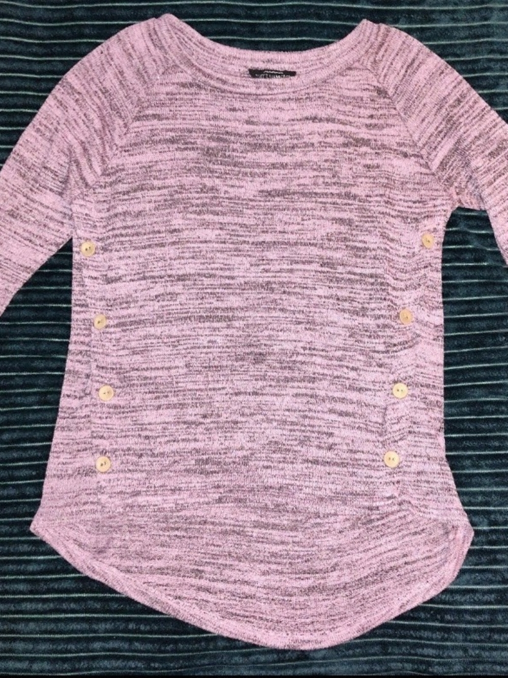 Sweet Wanderer Elbow Patch Side Button Tunic Sweater